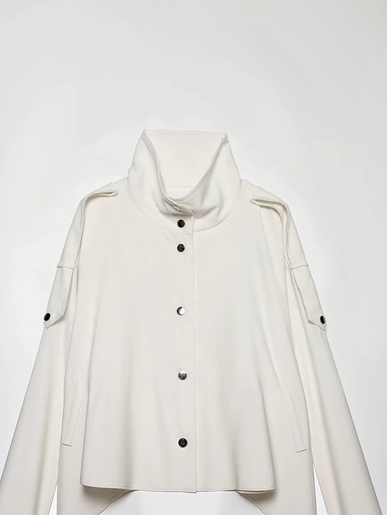 Oversized Stand Collar Utility Jacket