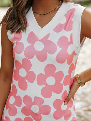 Floral V Neck Knit Tank