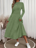 Ribbed Mock Neck Midi Dress