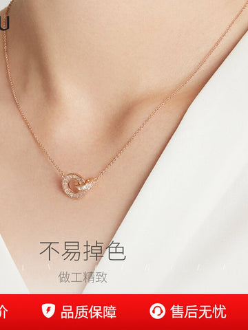 Dainty Interlocking Baguette Diamond Necklace