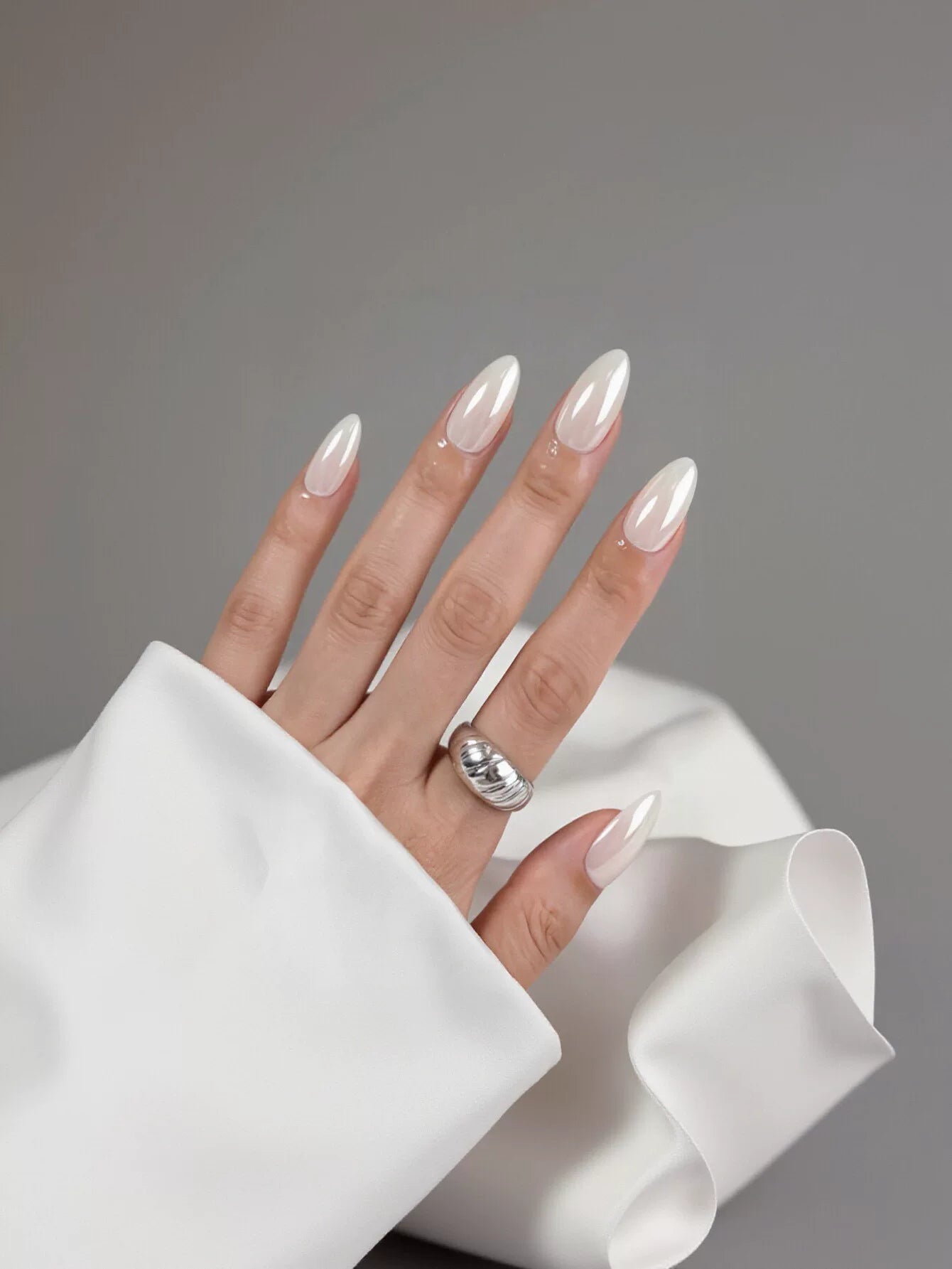Glossy Pearl Almond Press On Nails