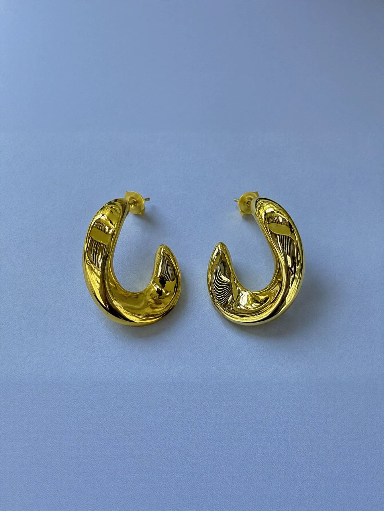 Chunky Gold Sculptural Hoop Earrings