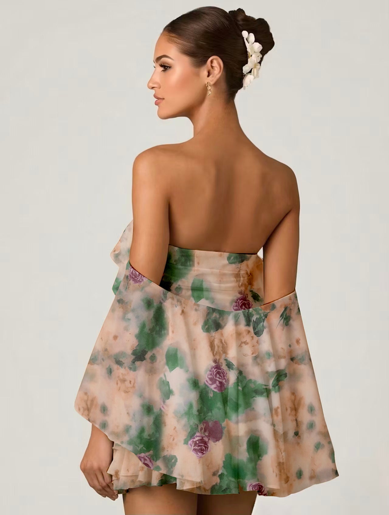 Floral Ruffled Off Shoulder Mini Dress