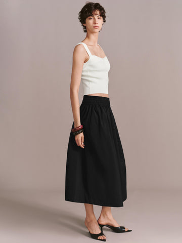 Square Neck Lace Trim Sleeveless Skinny-Fit Knitted T-Shirts