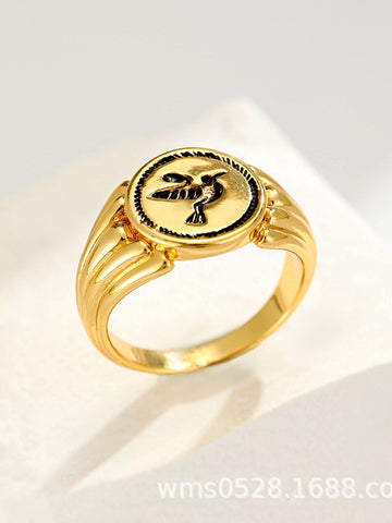 Vintage Gold Hummingbird Signet Ring
