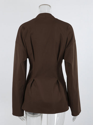 Corset Waist Button Down Shirt
