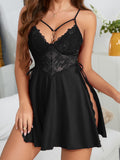 Lace Trimmed Side Slit Nightdress