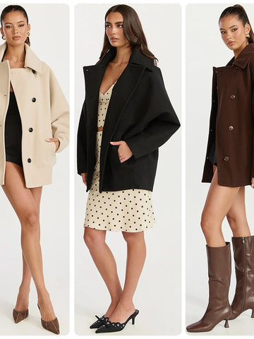 Oversized Button Up Wool Blend Coat