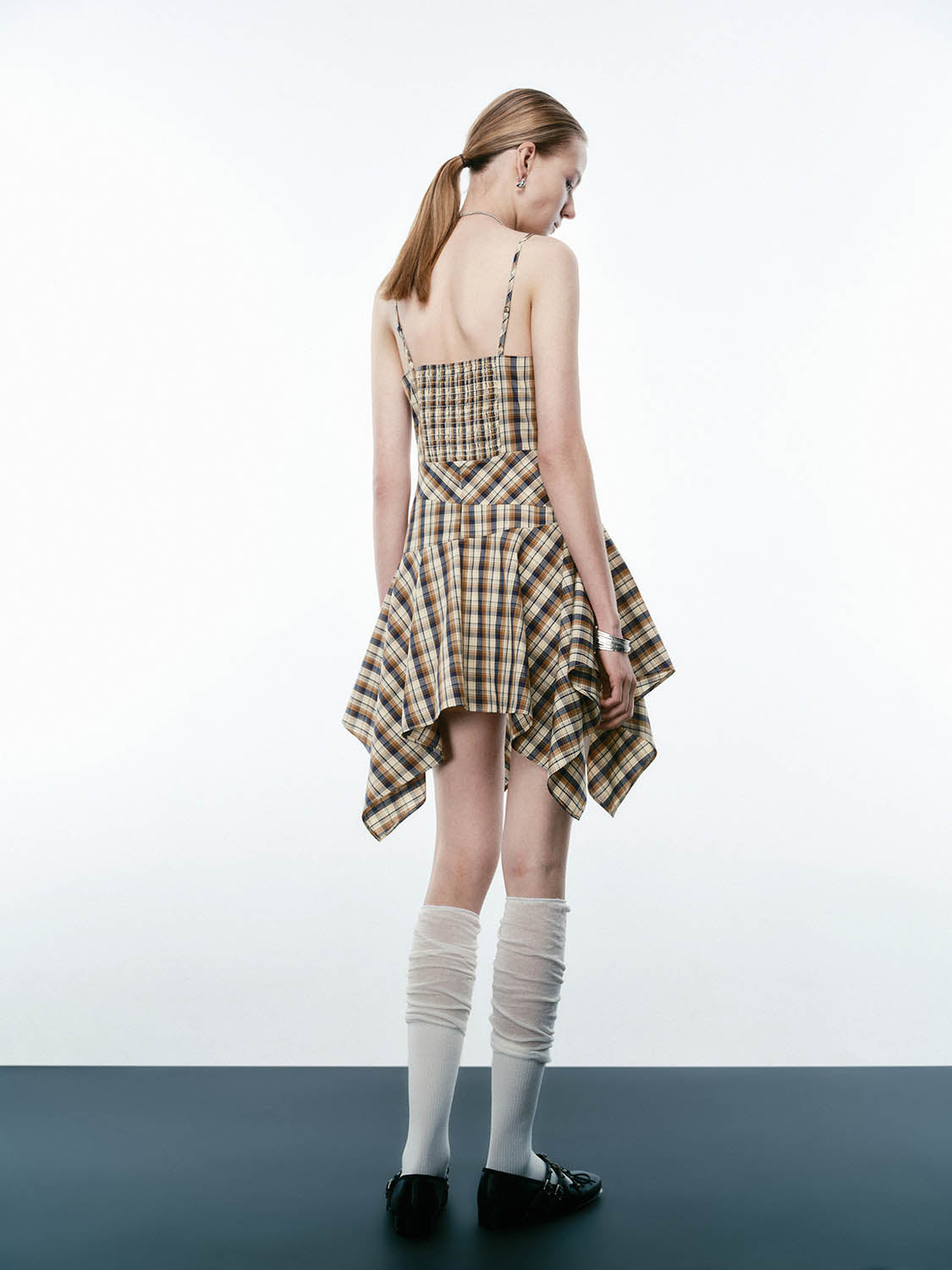 Urban Revivo Cami Plaid A-Line Dresses-Deep Brown Check