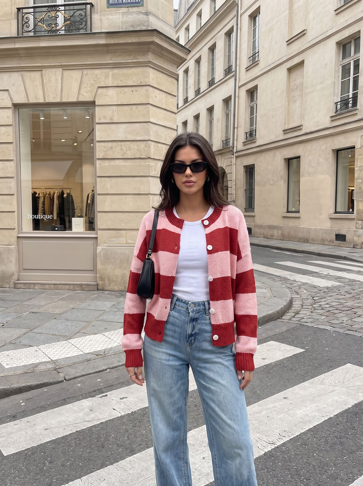 Cozy Striped Button Down Cardigan