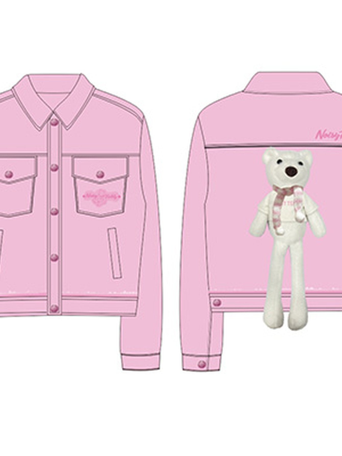 Oversized Pink Graphic Denim Jacket