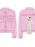 Oversized Pink Graphic Denim Jacket