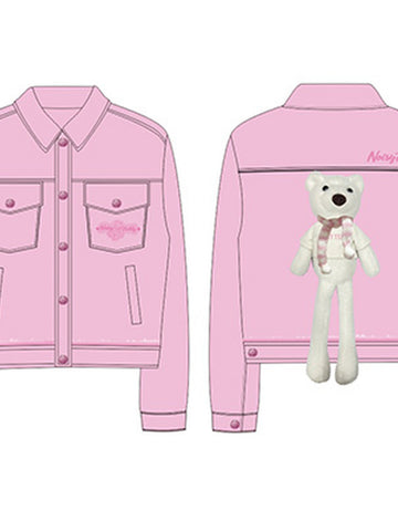 Oversized Pink Graphic Denim Jacket