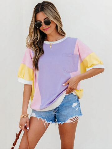 Color Blocked Chest Pocket T-Shirt
