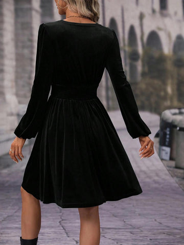 Elegant Velvet Wrap Mini Dress