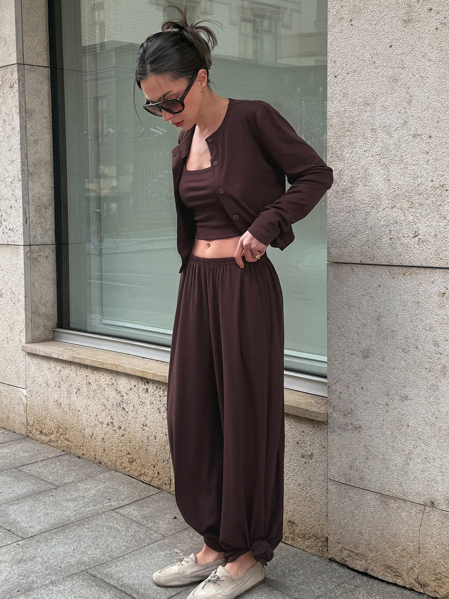 Cozy Ribbed Crop Lounge Pants Set