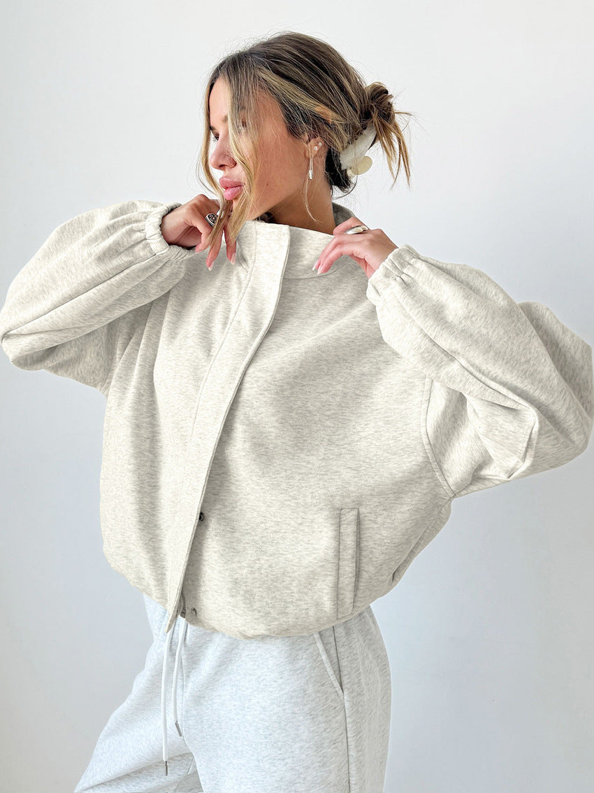 Oversized Mock Neck Fleece Jacket