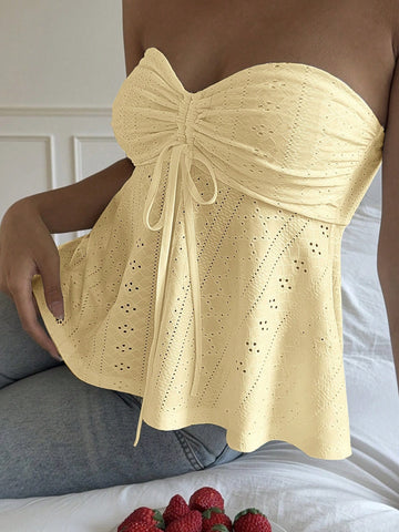 Bow-Front Flared-Hem Sweet Tube Top