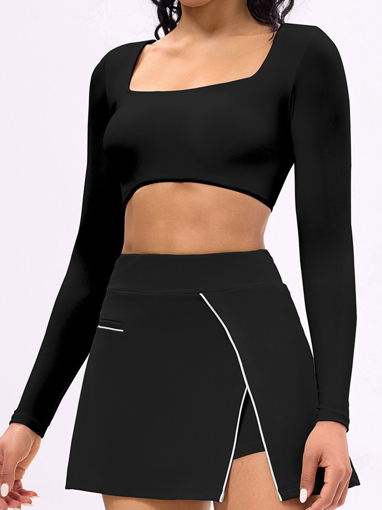 Seamless Square Neck Long Sleeve Yoga Top