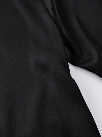 Elegant Lace Trim Satin Dress