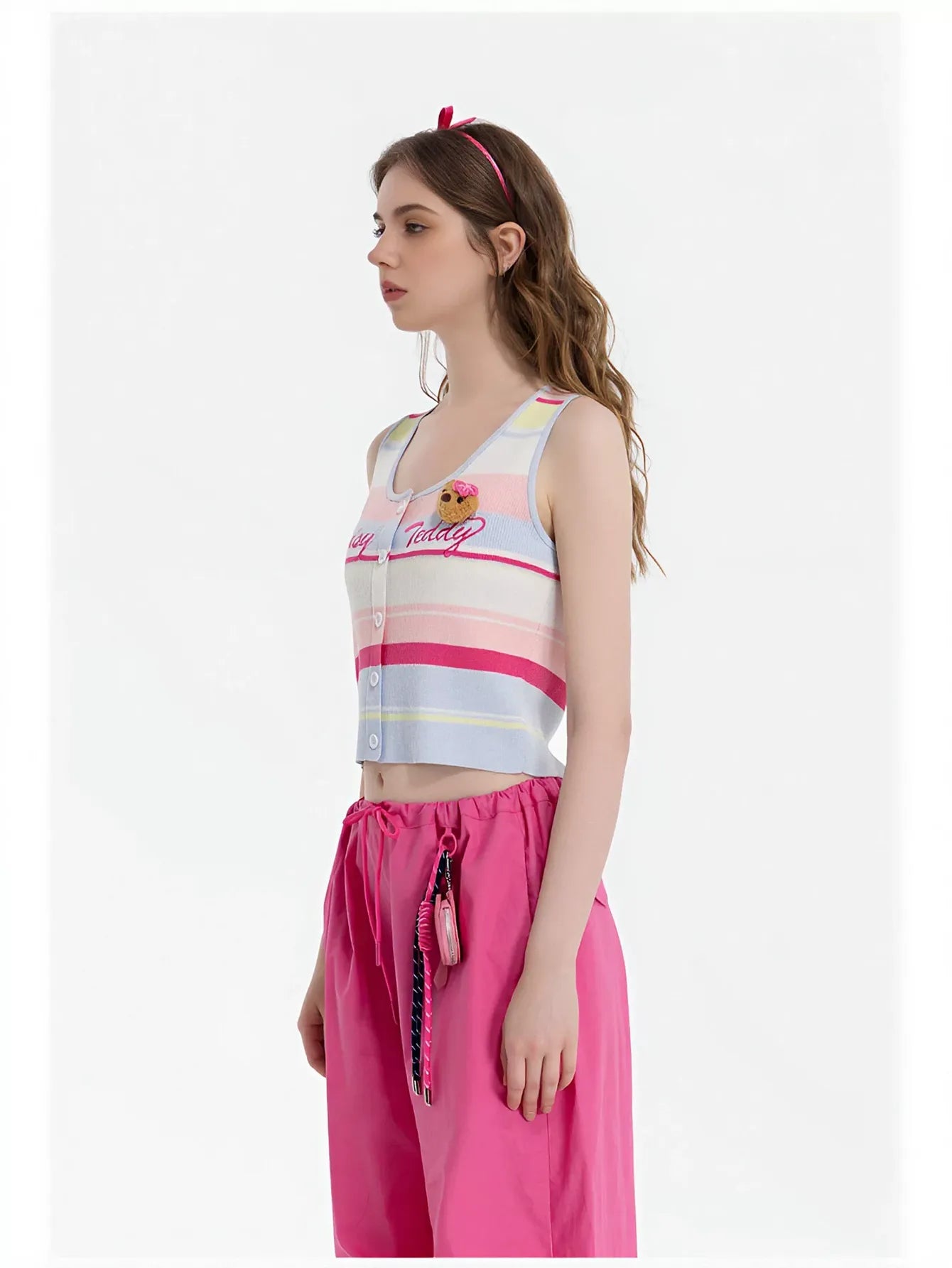 Cute Striped Button Up Knit Tank