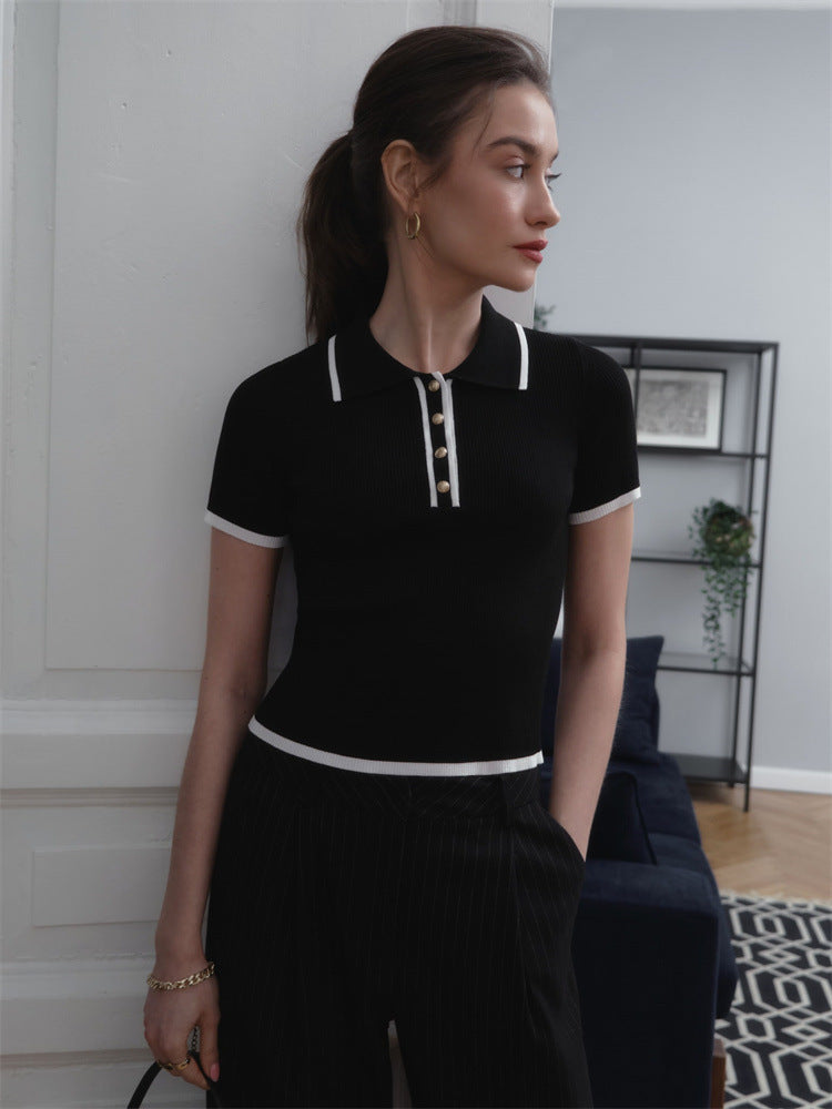 Short Sleeve Single-Breasted Casual Polo Shirt
