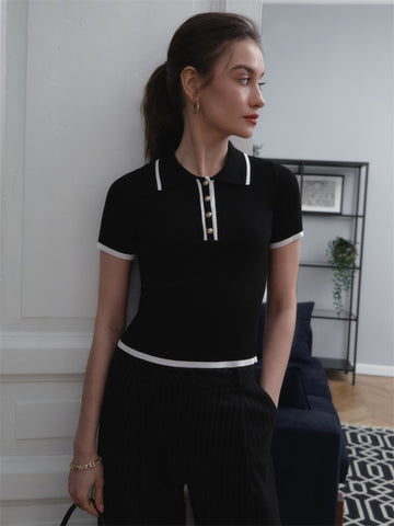 Short Sleeve Single-Breasted Casual Polo Shirt