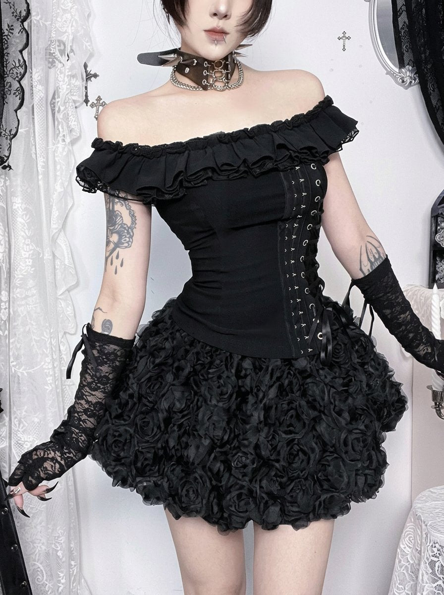 Gothic Lace Trim Corset Top