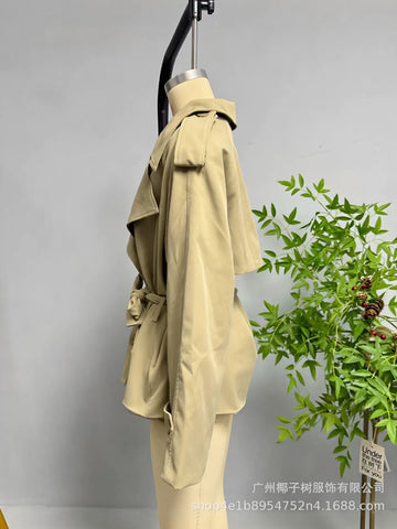 Oversized Belted Cropped Trench Coat