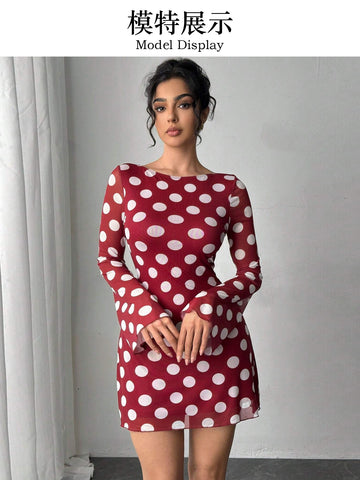 Backless Polka Dot Mini Dress