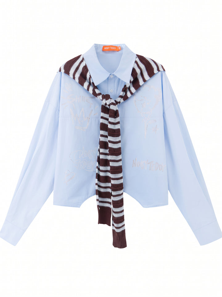 Oversized Layered Graphic Button Down Shirt
