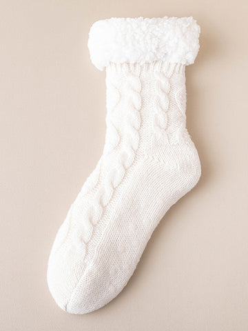 Cozy Plush Lined Cable Knit Socks