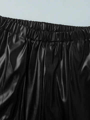 High Waisted Faux Leather Joggers