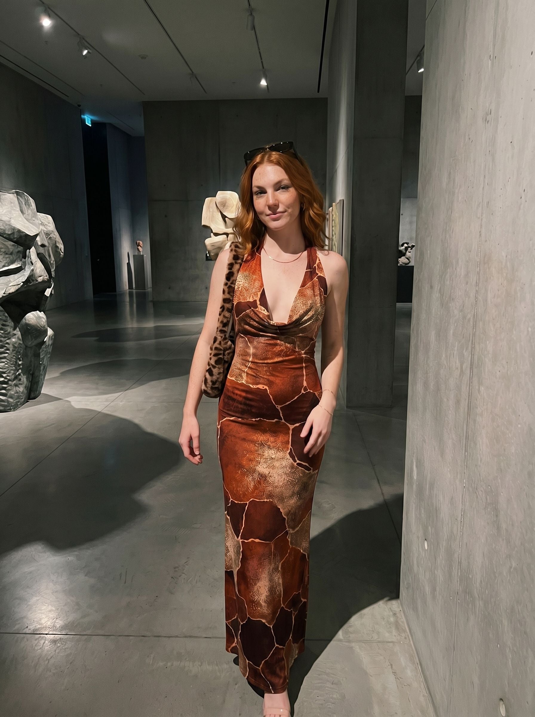Sissi Yuan's Giraffe Print Midi Dress