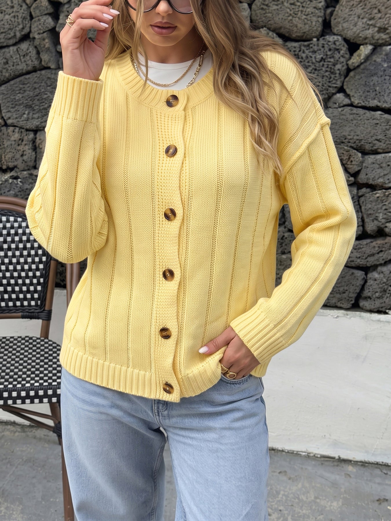 Cozy Ribbed Knit Button Cardigan
