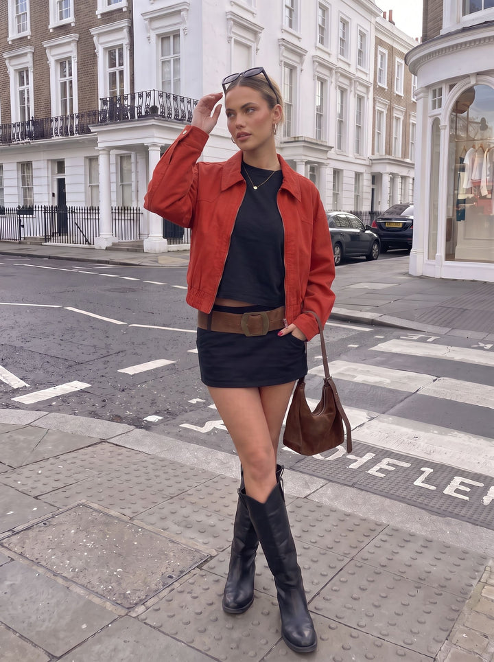 Oversized Zip Up Canvas Jacket