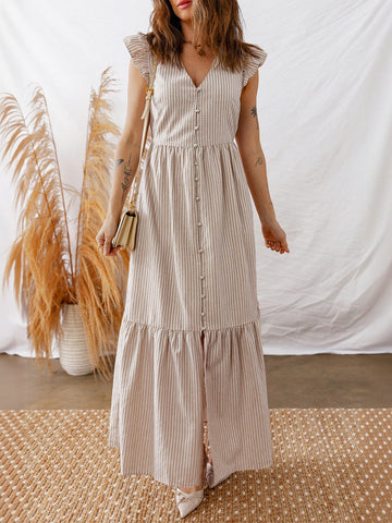 Tiered Asymmetric Slit Maxi Dress