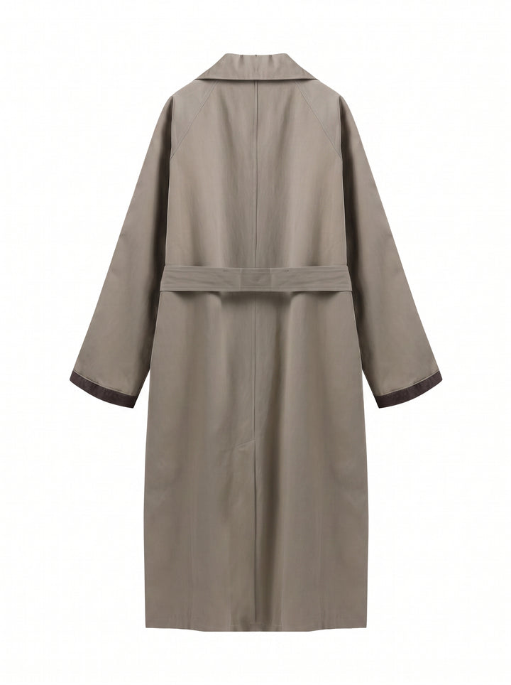 Oversized Contrast Trim Trench Coat