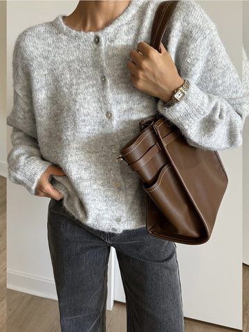 Soft Fuzzy Button Up Cardigan