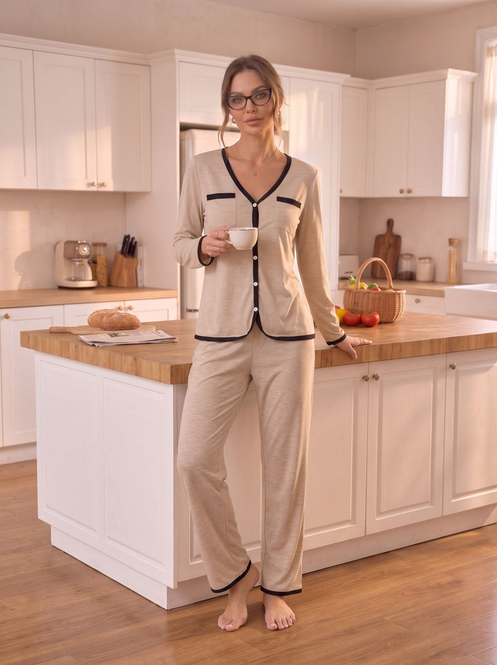 Soft Contrast Trim Button Lounge Set