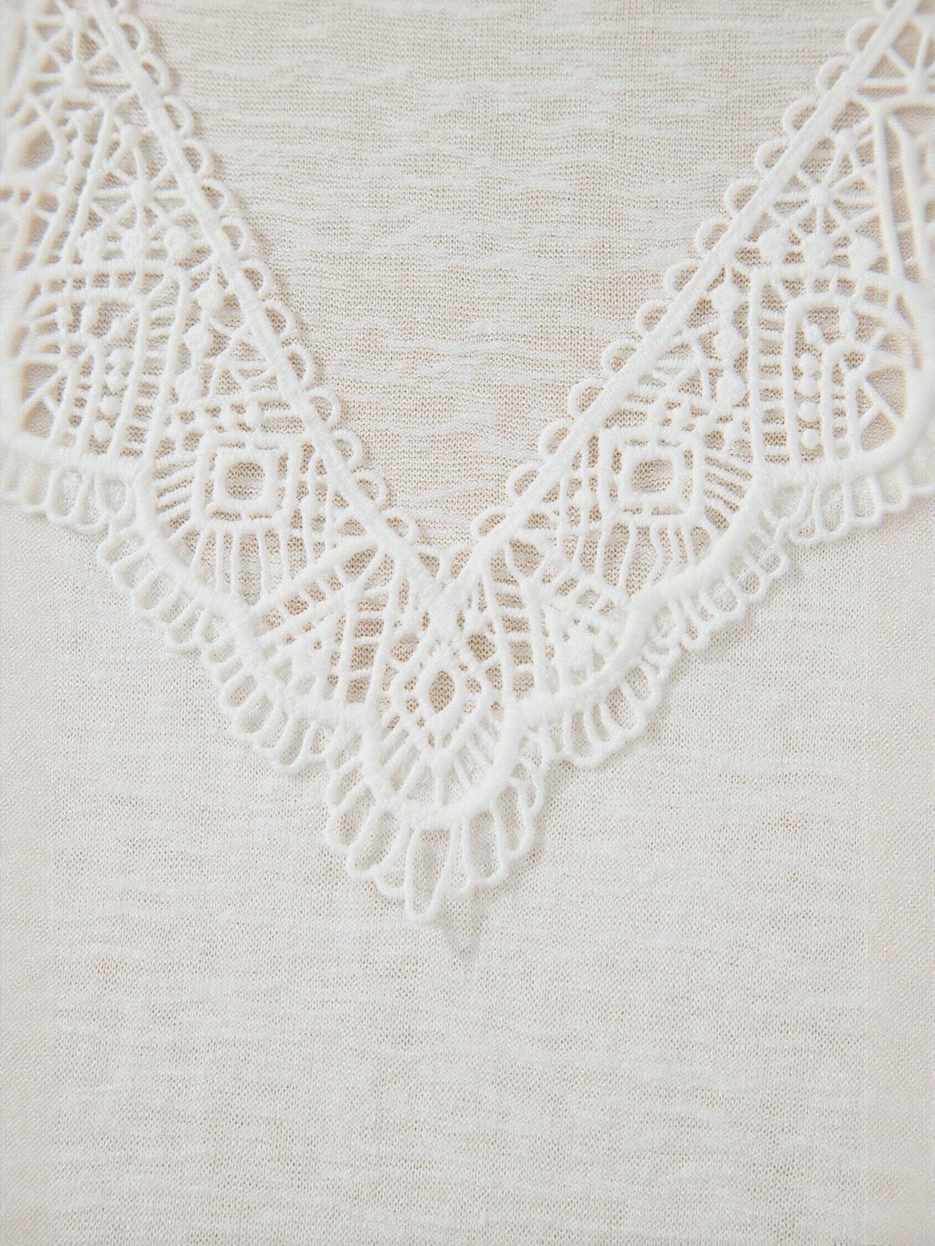 Elegant Lace Trim V Neck Tee
