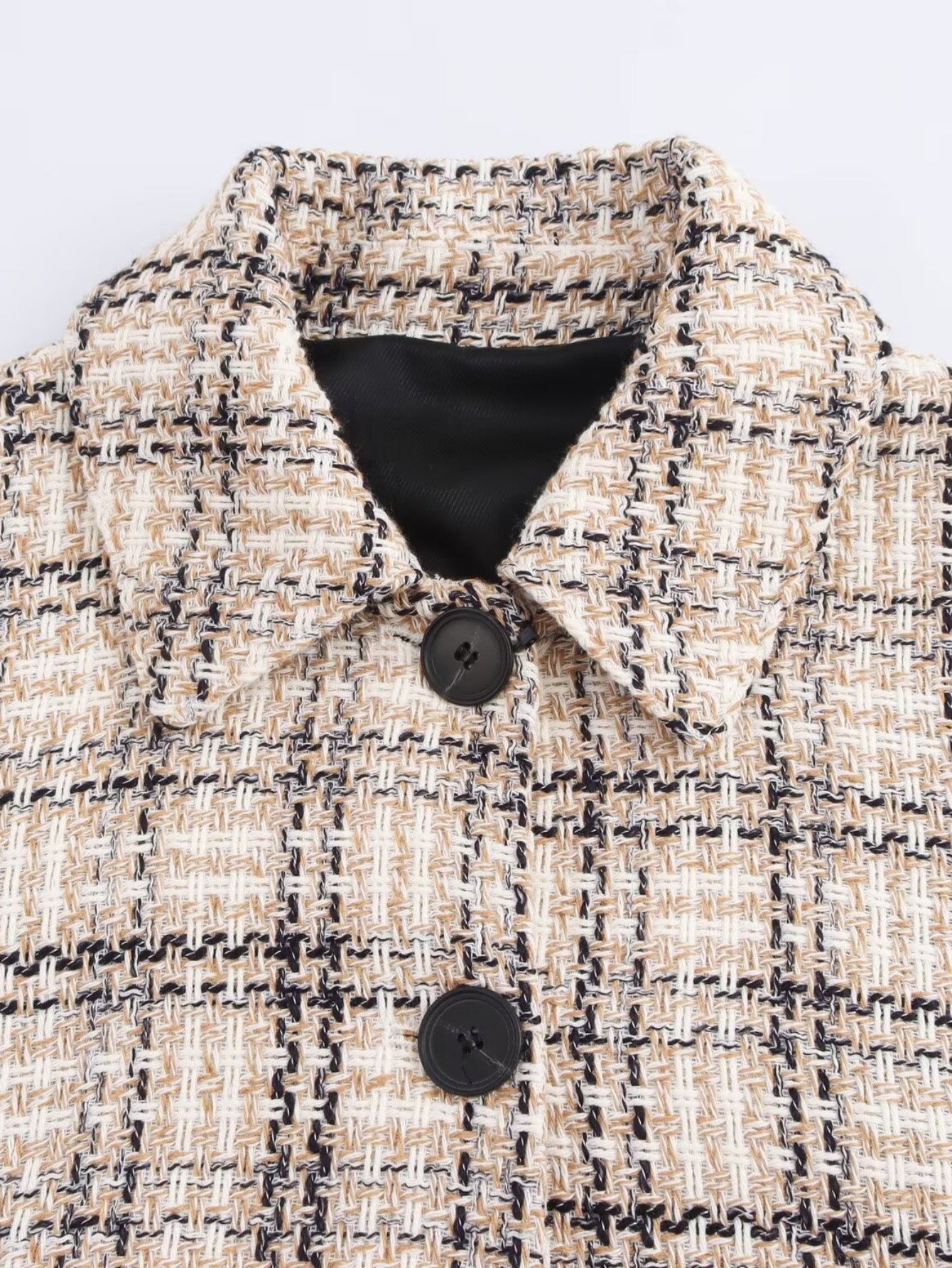 Classic Plaid Cropped Tweed Jacket