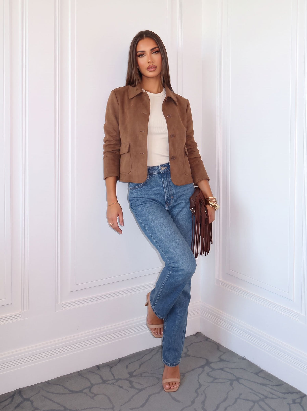 Classic Button Up Suede Jacket