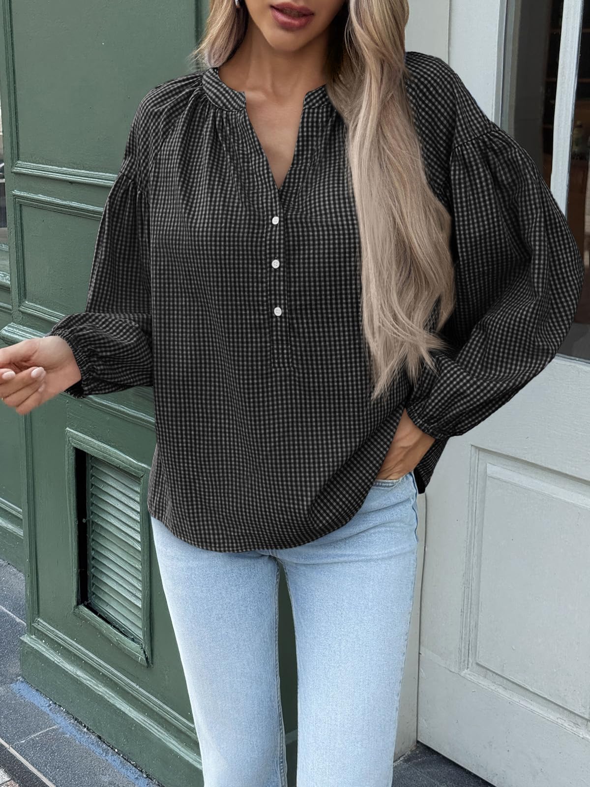 Casual Gingham Button Down Shirt