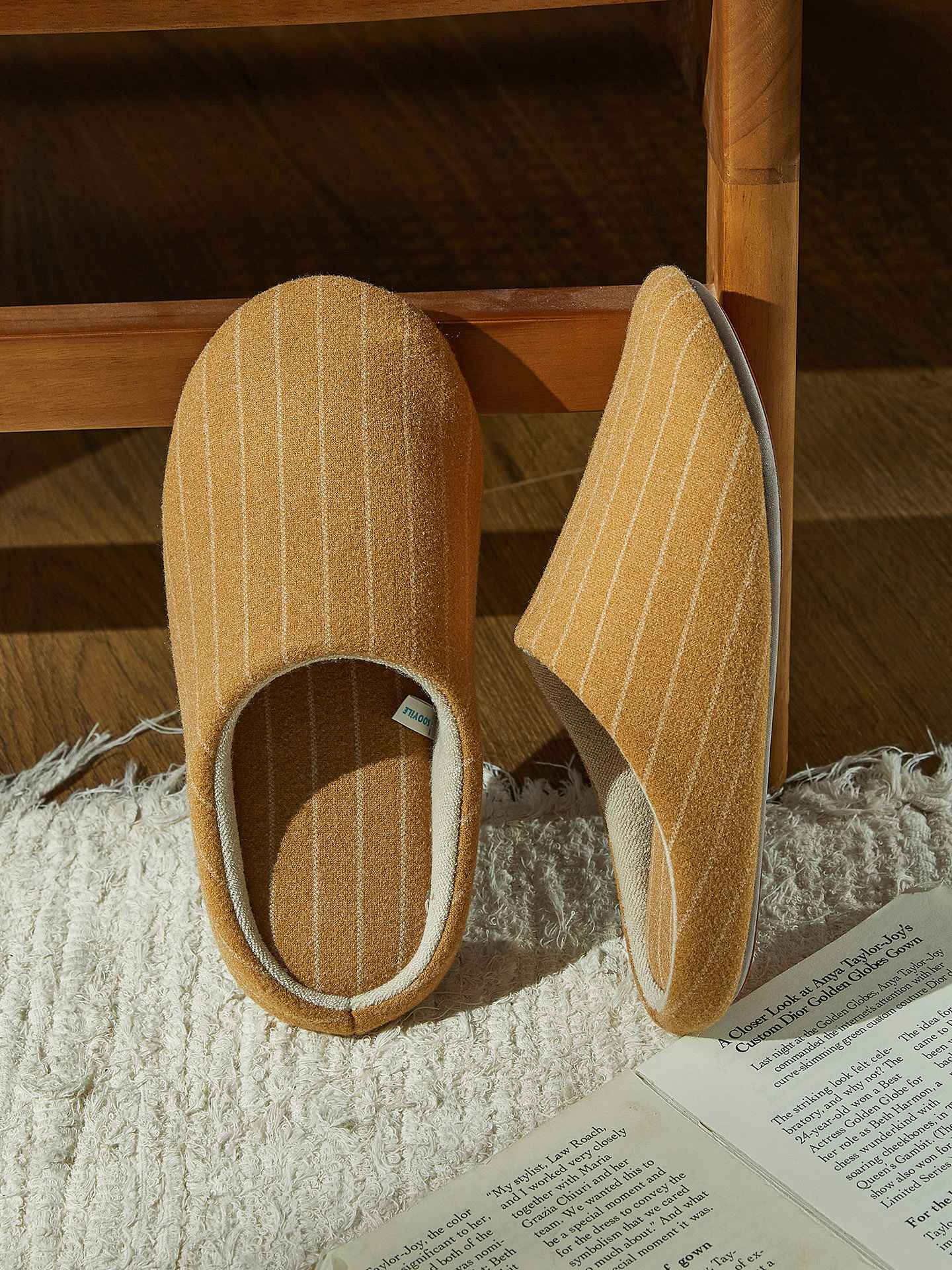 Cozy Striped Lightweight Indoor Slippers