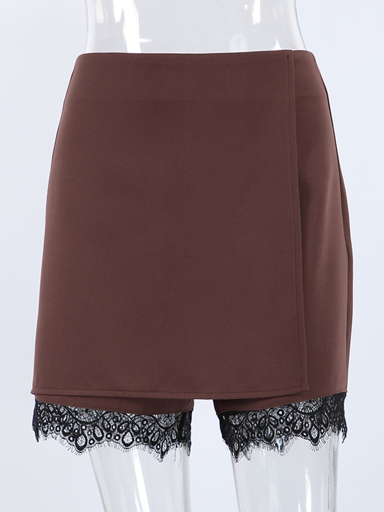 High Waisted Lace Trim Skort