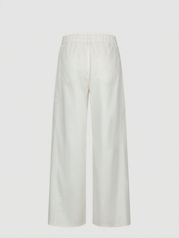 Urban Revivo Floral Embroidered Wide Leg Jeans