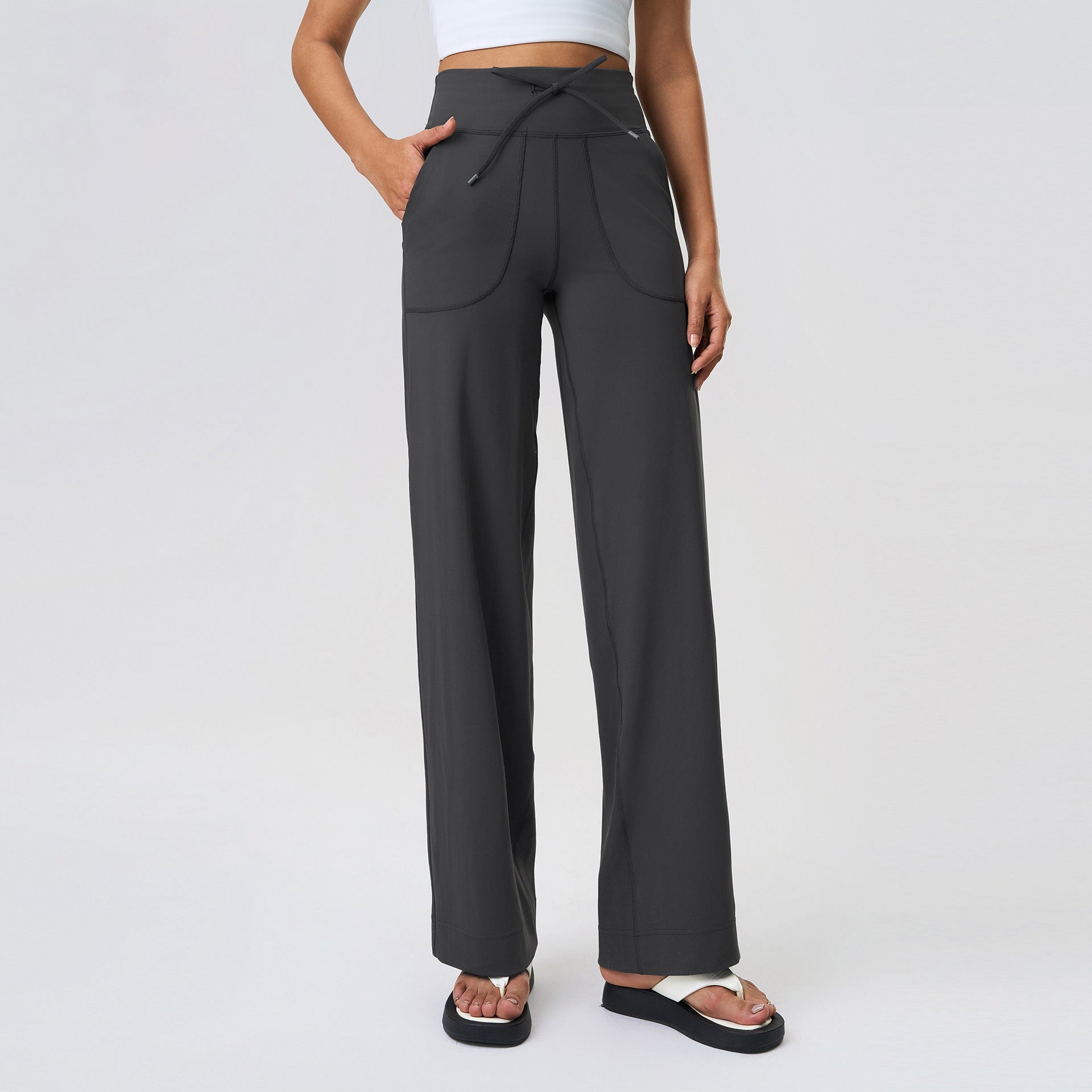 Tummy Control Wide Leg Daily Pants-Multicolor