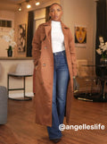 Brown Suede Belted Trench Coat