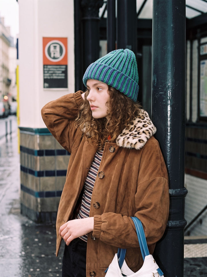 Cozy Chunky Knit Striped Beanie